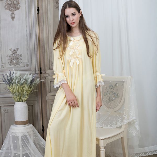 

fashion 2019 sleepwear loose women long nightgown solid vintage homewear printing flower nightdress pajamas wholesale 15 color, Black;red