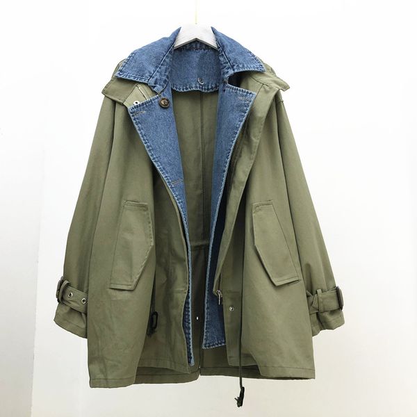 

superaen jacket female korean style 2019 new spring fashion casual cotton women jacket denim splice zipper women clothing, Black;brown