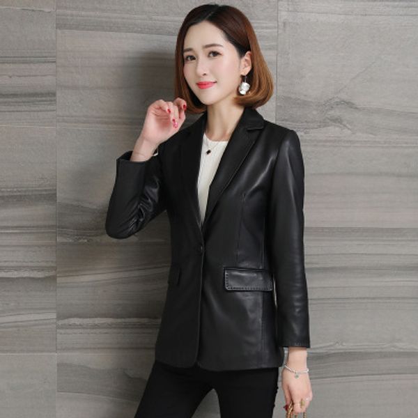

2018 new fashion genuine sheep leather jacket h35, Black