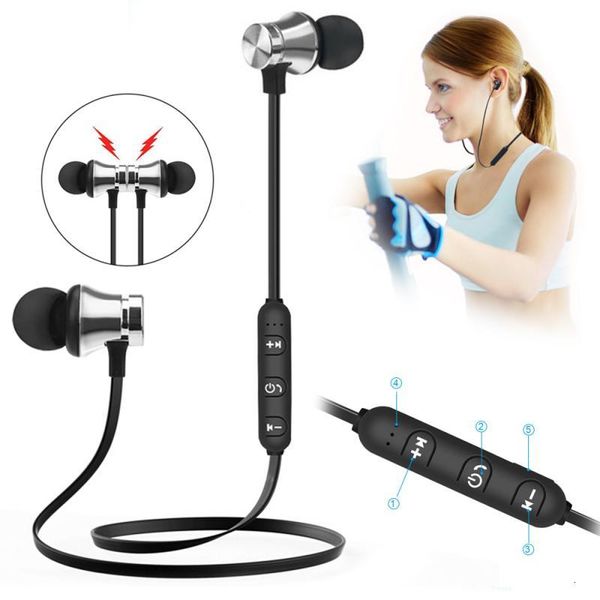 

wireless earphone stereo headphones sport bluetooth headset earbuds magnetic earpiece with mic for iphone xiaomi