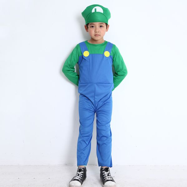 

adults and kids super mario bros dance costume set children halloween party mario & luigi costume for kids gifts, White