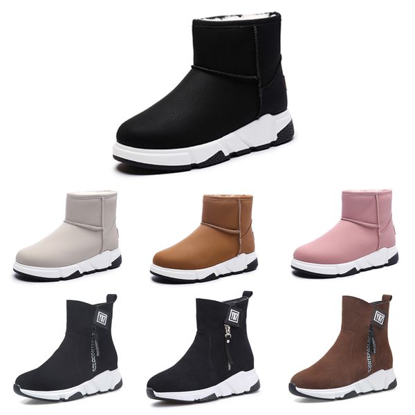 

2020 new non-brand designer winter boots for women triple black red beige brown leather suede snow ankle boots keep warm 35-40 style 14