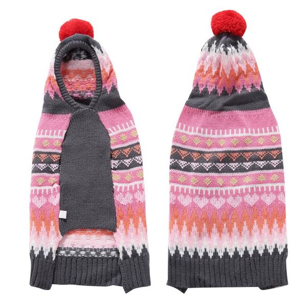 

pet clothing girl's pink heart-shaped pet hair ball print woven sweater dog sweater vest autumn and winter season