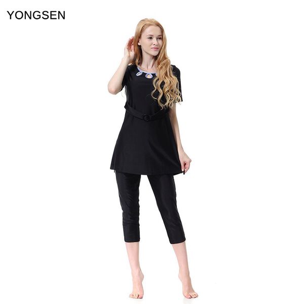 

yongsen muslim swimsuit islamic lady conservative bathing suit full cover beach skirts muslimah burkinis short sleeves swim wear