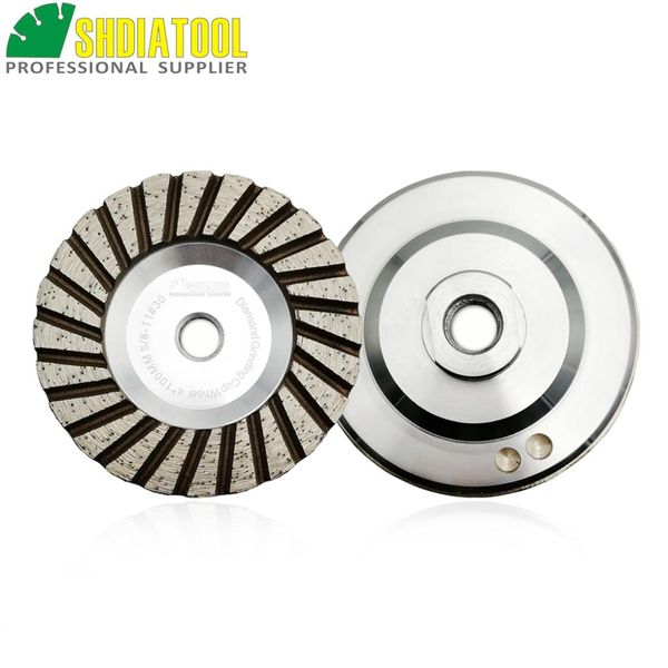 

shdiatool 2шт диаметр 4" / 100 мм 5/8-11 резьба на основе алюминия шлифовальные чашки колеса алмазный шлифовальный диск гранит мрамор колеса