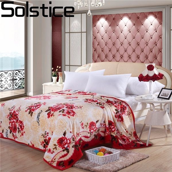 

solstice winter warm comfortable blanket red rose style package edge technology bed sheet travel portable blanket