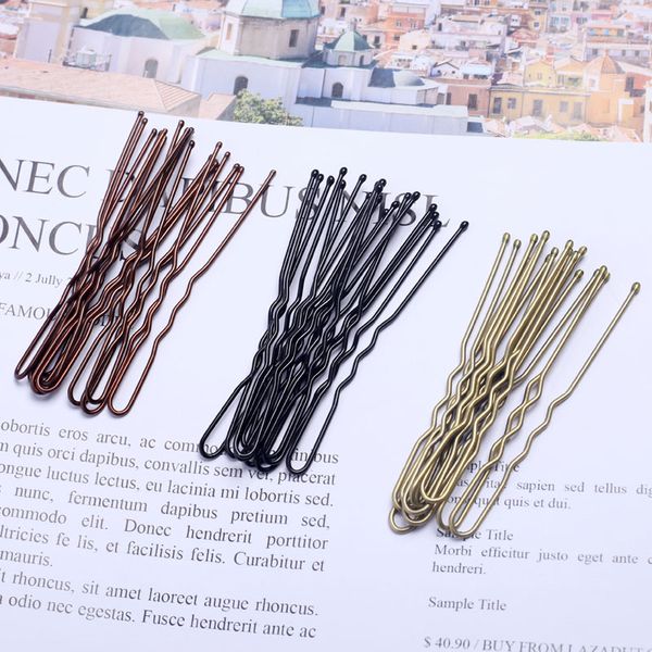 

6cm u shape hair clips bobby pins for women girls bride hair styling accessories hairpins metal barrettes black gold brown 40pcs, Golden;silver