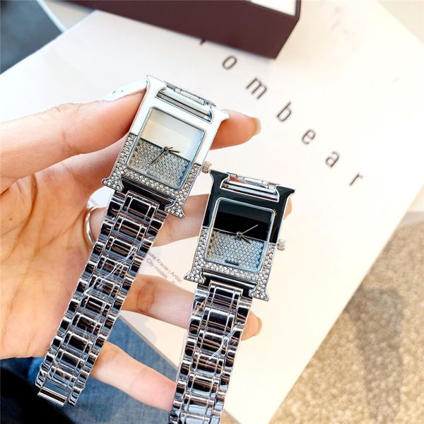 

fashion brand watches for women girl crystal style metal steel band quartz wrist watch, Slivery;brown