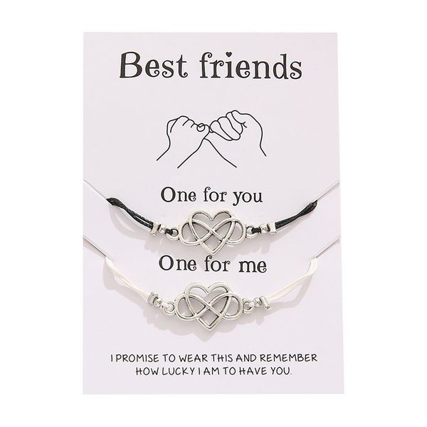 

2pcs set handmade rope bracelet set for women men lovers new heart couple bracelets friendship bracelet wristband jewelry, Golden;silver
