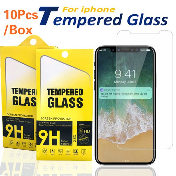 Vidro temperado para iPhone 15 14 13 12 11 Pro Max XS Max XR Protetor de tela para iPhone 6 6s 7 8 Plus se 2 5s LG stylo 5 Moto E6 Película protetora de vidro A10S A20S A21S A12 A22 A32 A52