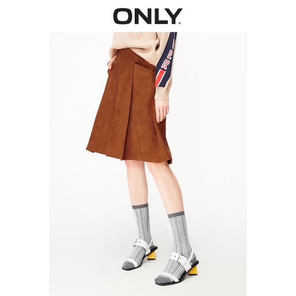 

only women's suede pleated a-lined skirt | 11911g512, Black
