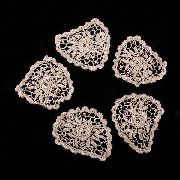 

5pcs cotton embroidered flower patches appliques for clothes dress bag decoration, Black