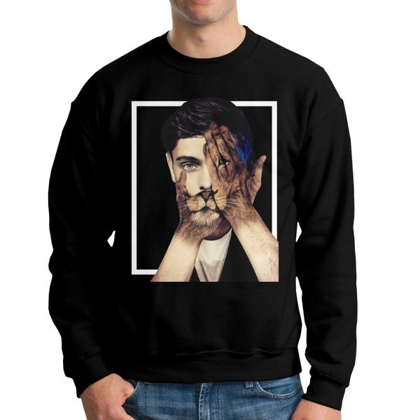 

animals martin garrix dj men hoodies long sleeve winter autumn 100% cotton vintage pullover, Black