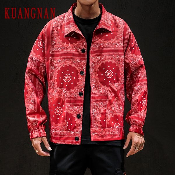 

kuangnan national style jacket men coat bomber jacket men japanese streetwear coat 2019 autumn windbreaker hip hop, Black;brown
