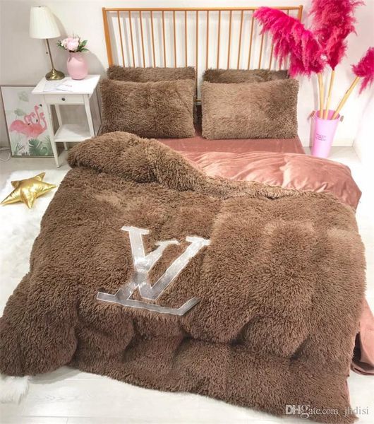 Brown L Letter Bedding Sets New Men And Women Bedroom Bed Cover