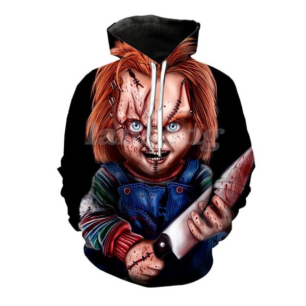 

of chucky 3d print hoody/tee shirts/sweatshirt/hoodie/pants men harajuku funny pullover tracksuit streetwear hip hop jacket, Black