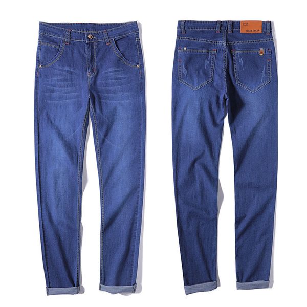 

jeans men 2019 spring new men's elastic cotton stretch jeans pants loose fit denim trousers men's brand fashion wear rf19b1689, Blue