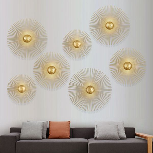 

new unique circular metal led wall lamps foyer dining room bedside wall lights sconce retro home deco light fixtures art design