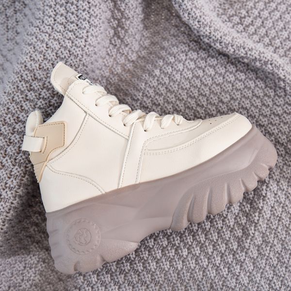 

autumn winter women ankle boots 2019 fashion ladies platform 6cm high wedges leather casual shoes woman chunky martin shoes, Black