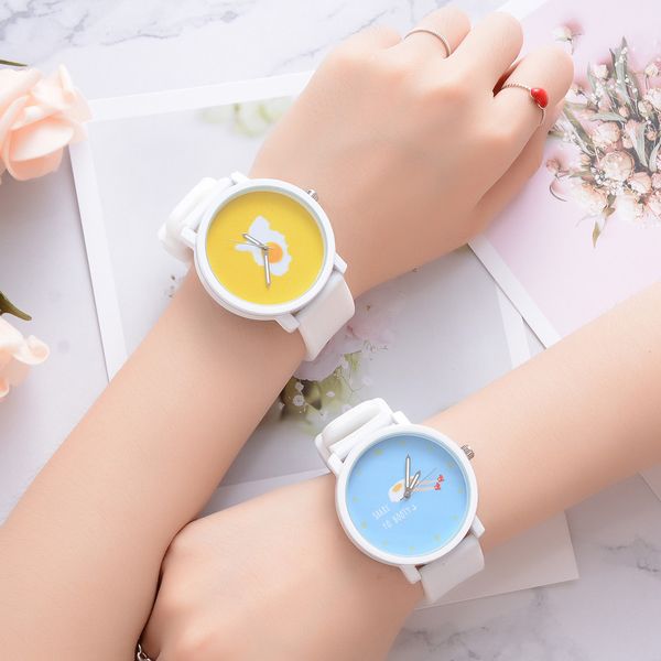 

genvivia fresh silicon strap fashion kawaii bracelet watch ladies ladies cartoon pattern modern wristwatch clock, Slivery;brown