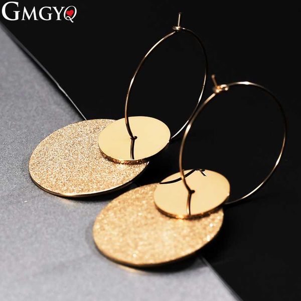 

gmgyq exquisite fashion retro exaggerated jewelry stainless steel earrings circles round earrings ladies gifts for women, Golden