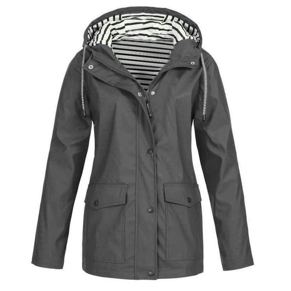 KLV Autunno Inverno Donna Giacche Cappotto Caldo Solid Rain Jacket Outdoor Plus Impermeabile con cappuccio Impermeabile antivento spedizione gratuita 4.10