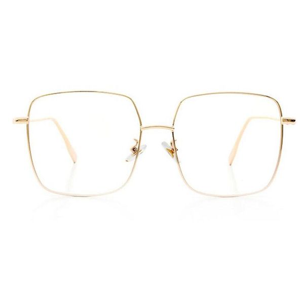 Mode-Brille weiblich übergroße quadratische Brille Gold Brillengestell klare Linse Brillen optische Myopie Nerd-Brille
