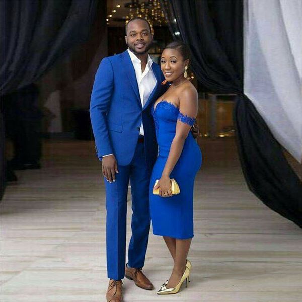 

royal blue men suits for wedding man attire custom male jacket groom tuxedos two piece coat pants slim fit costume homme prom party, Black;gray