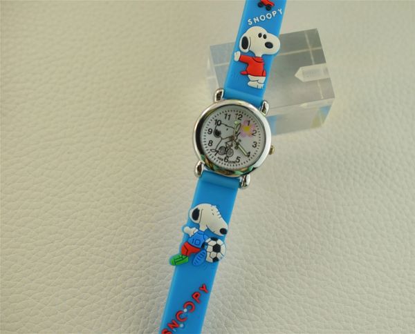 

2019 new fashion children's cartoon snoopy 3d rubber band children's quartz watch student wristwatch birthday gift, Blue