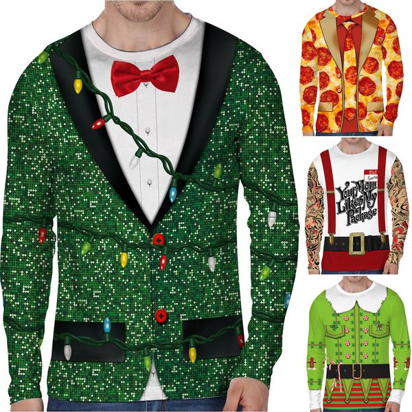 

2019 мужские рождество xmas уродливый свитер футболка мышцы санта-клаус эльф кофты топы кофты xmas перемычка пуловер хип-хоп b273, Black