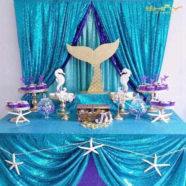 

shinybeauty 90x132-inch-225x330cm square turquoise sequin tablecloth,sparkling sequin table-more color options-r