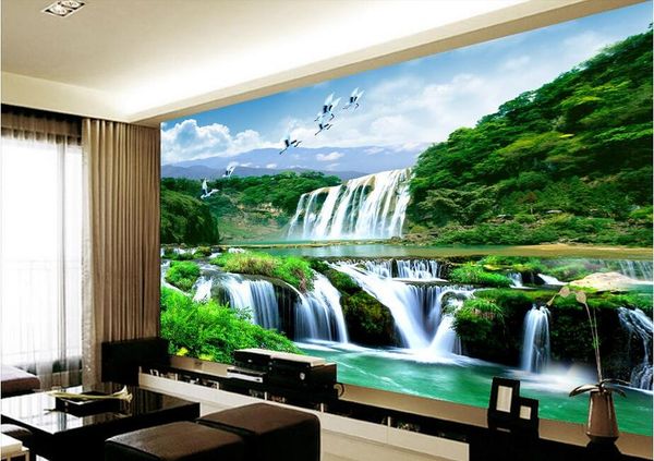 

3d wallpaper custom p chinese mountain waterfall scenery background living room home decor 3d wall muals wall paper for walls 3 d