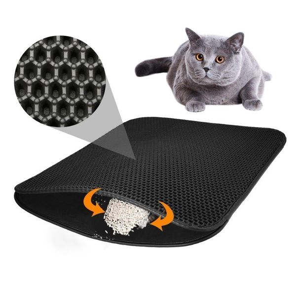 

eva double-layer pet cat litter mat eco-friendly honeycomb sifting protect floor waterproof bottom cats litter trapping mat pad