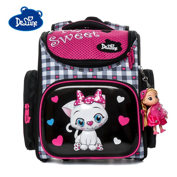 

delune brand school bag pink bear style children school backpacks for girls boys cartoon backpack book mochila escolar