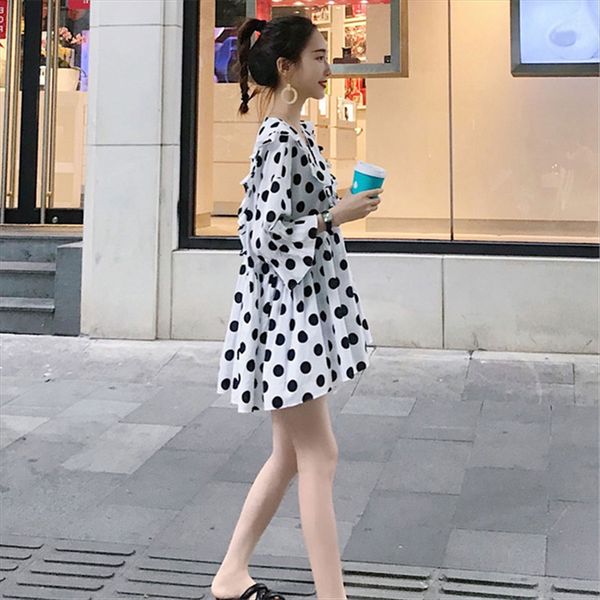 

2020 свободные короткими рукавами футболки женщин супер а-слово топ модные ины волна точки снег рыхлый 2020 короткими рукавами футболки женщ, White