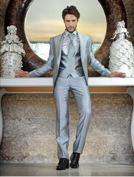 

new silver satin wedding suits for men 3pieces(jacket+pants+vest+tie) trajes de hombre tuxedo suit men blazer terno masculino, White;black