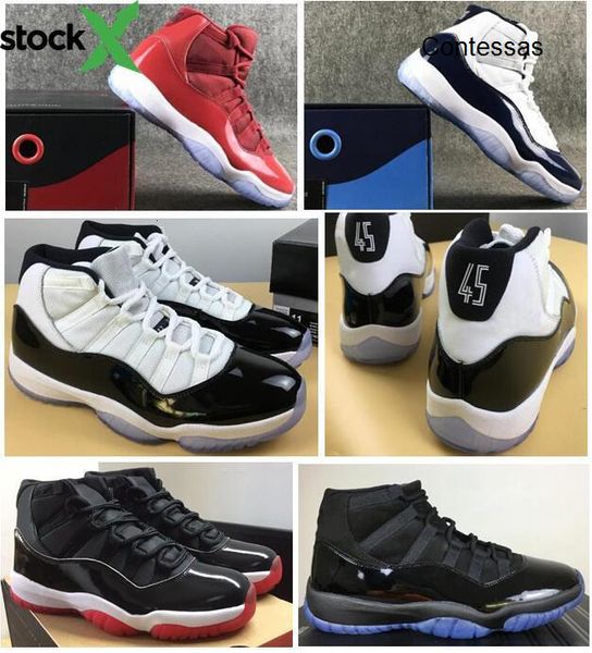 

real carbon fiber 11 bred 2020 concord 45 space jam gym red midnight navy men jordon basketball shoes 11s sneakers with box