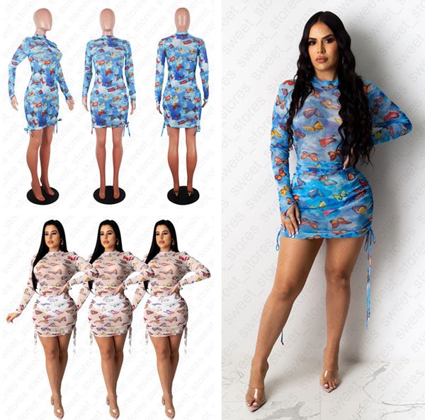 

women bodycon dresses beach sunscreen swimwear dress short skirts trendy transparent strap design butterfly printed dresses clothes d41001, White