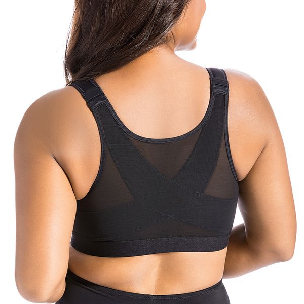 

women's front closure back support wirefull coverage bra, Red;black