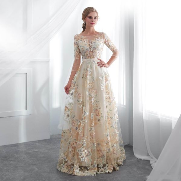 Acheter 2019 Robes De Mariée De Couleur Manches Longues En Dentelle Robes De Mariée Romantique Robe De Mariée De Pays Sur Mesure Rob Robe Mariee De