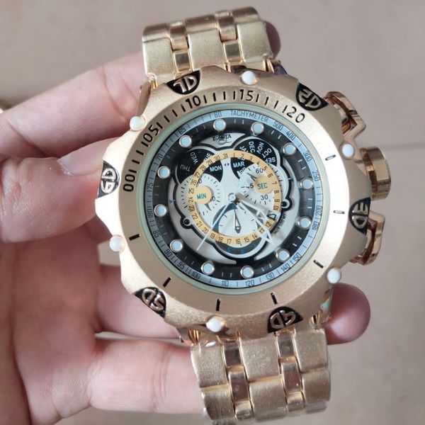 

3aa good quality men invicta gold watches stainless steel strap mens watches quartz relogies for men relojes gift sell#12307, Slivery;brown