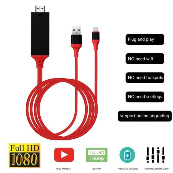 

2m usb 3.1 type-c to hdmi cable adapter converter ultra hd 1080p 4k charging hdtv video cable for s8 s9 s10 xm9 8