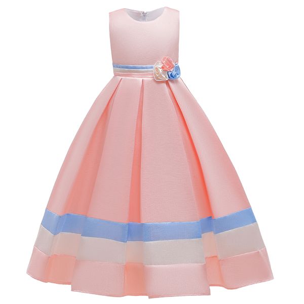 

длина платья пола юбка платья принцессы платье девушка с контрастными полосками для игры на фортепиано, White;red