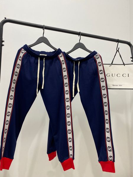 

20fw new brands guqi design side logos man woman pant letters track trousers women fashion sport jogger sweatpants outdoor pants 2.2, Black;green