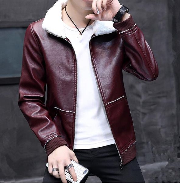 

new fashion men leather jackets winter thicken fleece casual coats plus size business jacket leather fur men's clothing#cc21, Black