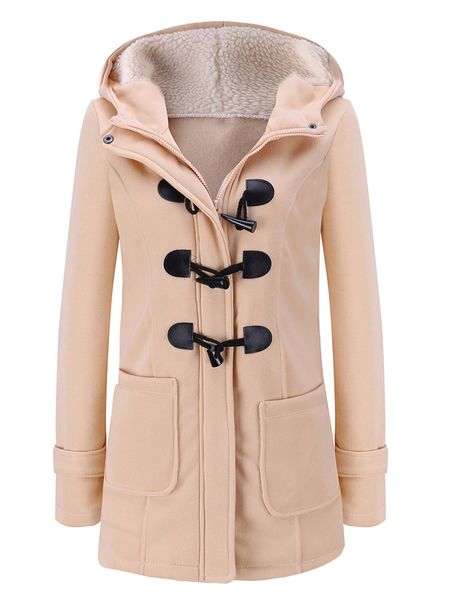 

hoodies women hooded jacket plus size 3xl 5xl warm duffle coat buckle zipper front 2019 winter parka coat outwear female, Black