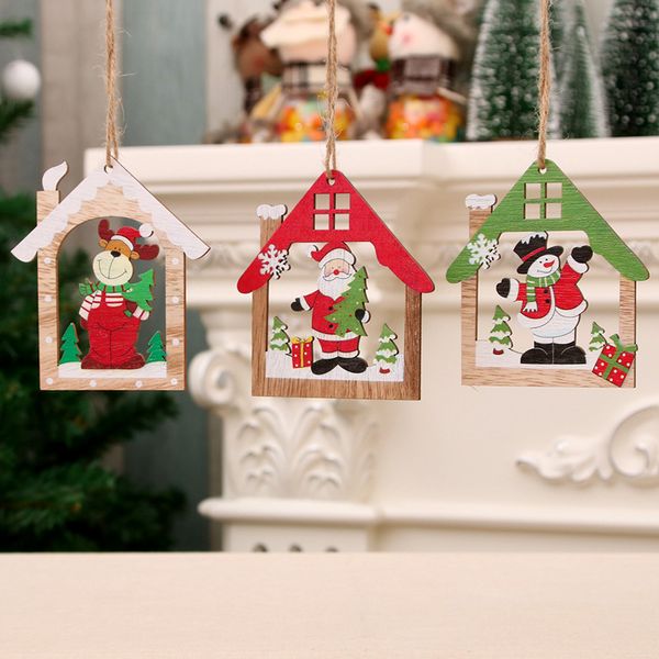 

christmas house wooden pendants ornaments xmas tree ornament diy wood crafts kids gift for home christmas party decorations