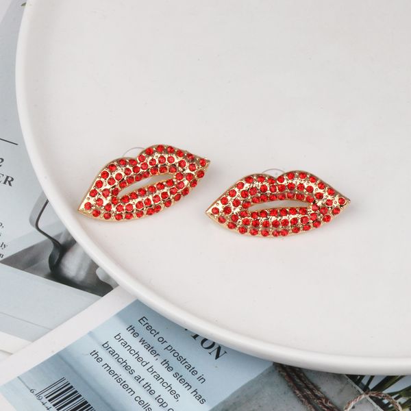 

crossborder supply of 52397 earrings european and american fashion retro earrings female korean version lip water drill inlaid jewelry, Golden;silver