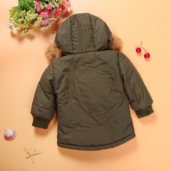 

hooyi dark green children coats fleece boy clothes winter thick outfits kids hooded wool blends baby boy's down jacket outerwear, White