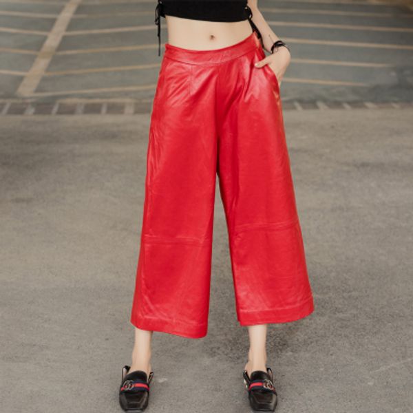 

2018 new fashion real sheep leather pants bp44, Black;white